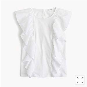 J. Crew white ruffle-front top